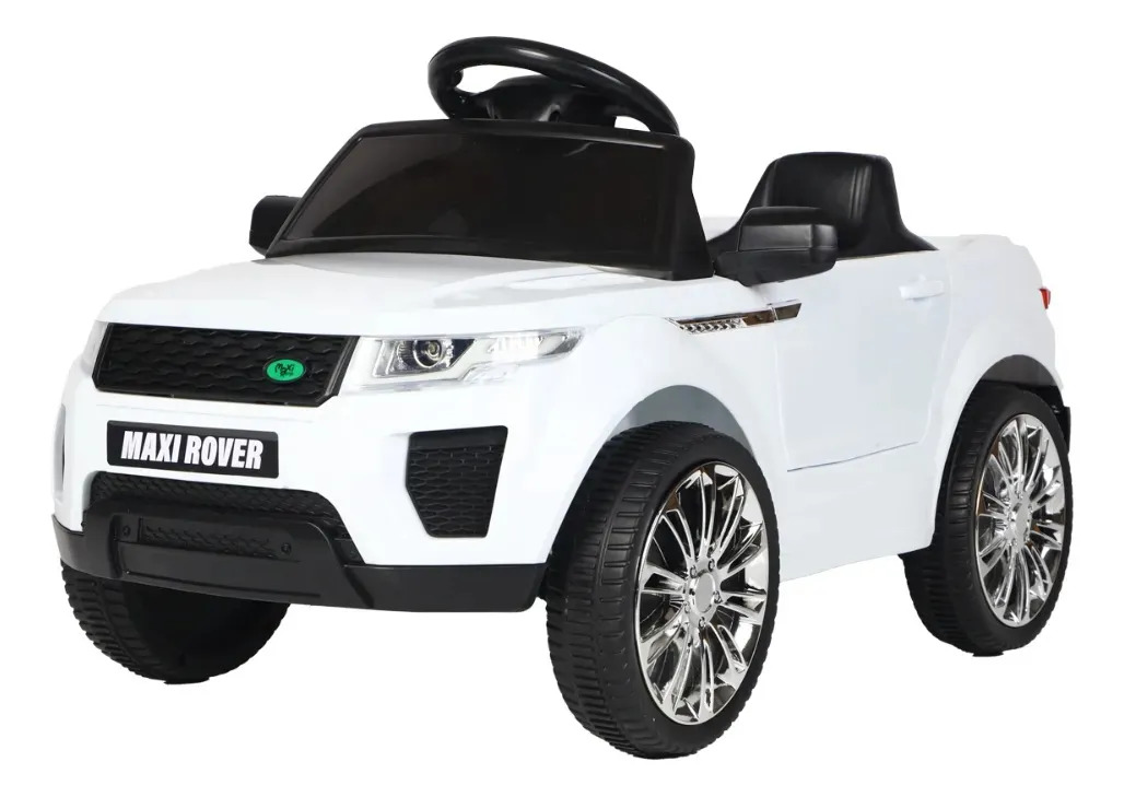 Mini Carro Elétrico Infantil Marcha Frente/Ré 6V Controle Remoto Bluetooth Maxi Rover Maxi Toys - BRANCO