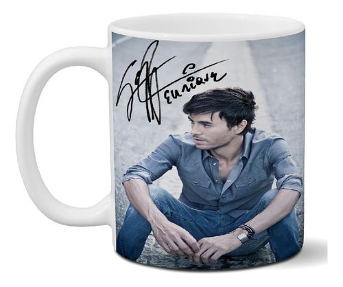 Taza De Cerámica Enrique Iglesias Con Firma Exclusiva Art 56