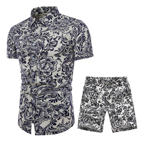 Chandal Hawaiano Aloha Para Hombre Traje Floral Playa Boton