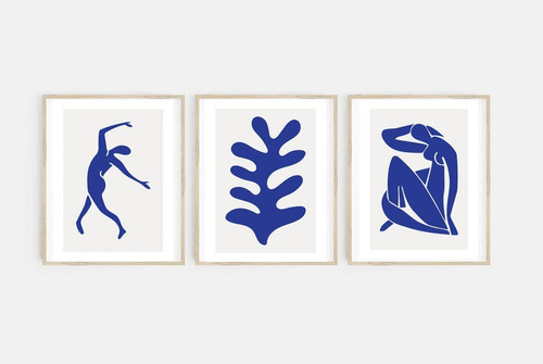 3 Láminas Imprimibles Matisse Desnudo Azul Abstracto 30x40