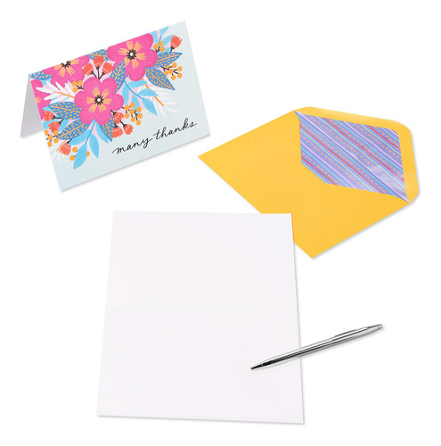Tarjetas De Agradecimiento Con Sobres Flores Vibrantes 20 Un