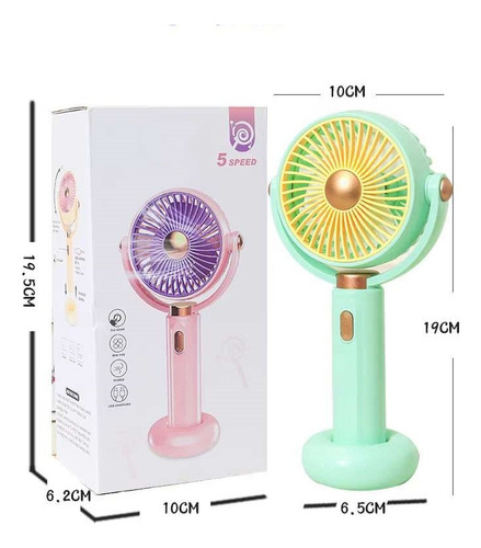 Mini Ventilador Portátil Usb Tipo-c Silencioso De Mano/ Mesa Rosa