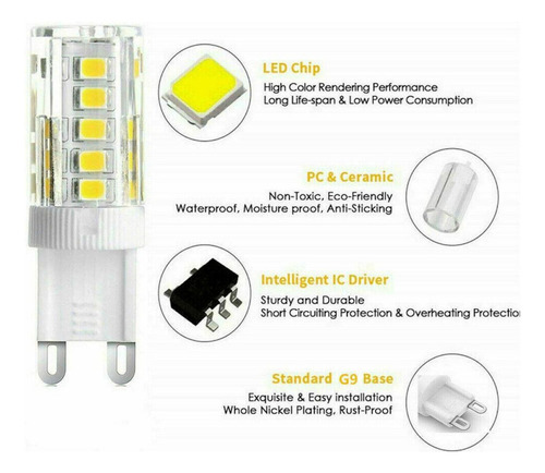 Lámpara Led G9, Bombilla Halógena, Luz Blanca Cálida Fría, S