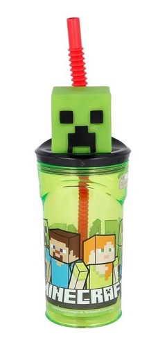 Vaso Con Figura 3d Y Sorbete Minecraft 360ml Mi023