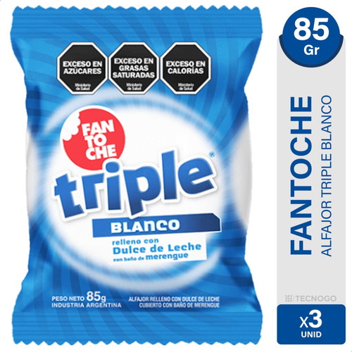 Alfajor Fantoche Triple Blanco Pack X3 Unidades - 01mercado