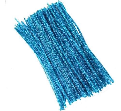 Limpia Pipas Glitter De 30 Cm - 20 Unidades Azul Brillante