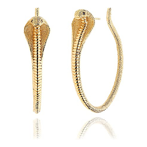 Mevecco Pendientes De Serpiente De Oro Para Mujer, Chapados 