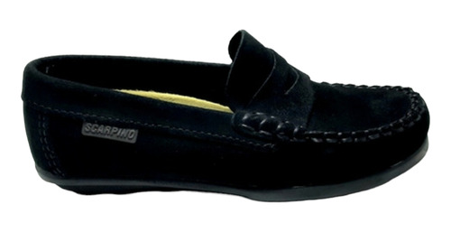 Zapato Nautico Colegial Scarpino Mocasin Gamuza Negro 1167