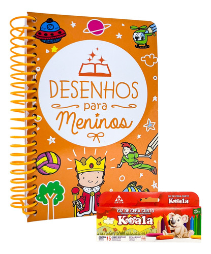 Desenhos Para Meninos Com Espiral - Desenhos E Personagens Para Colorir +giz De Cera 15 Cores Curto Koala Delta
