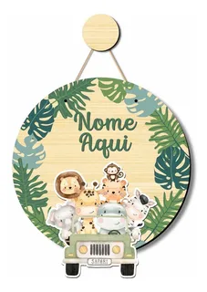 porta maternidade cerquinha safari Porta Maternidade Safari Baby Aquarela E Nome Personalizado