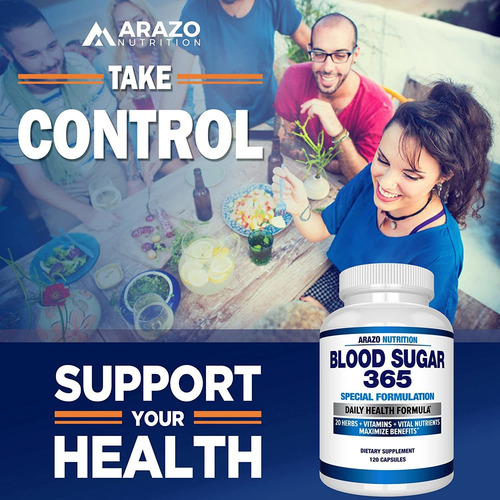 Arazo Nutrition Blood Sugar 365 Supplement - 120 Herbal Pill