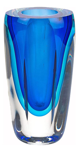 Jarrón De Cristal Artístico Estilo Murano Azul Badash - 6 Ja