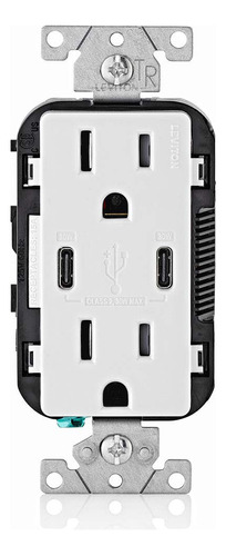 Tomacorriente Doble Leviton T5635-e Para Pared Con Cargador