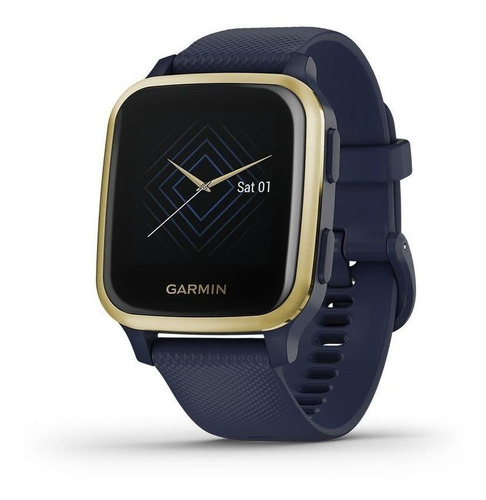 Imagen 4 de 5 de Smartwatch Garmin Venu Venu Sq - Music Edition 1.3" caja 40mm de polímero reforzado con fibra navy, malla navy de silicona y bisel light gold de aluminio anodizado