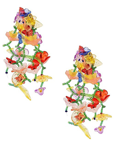 Statement Flower Stud Earrings Dangling Women Girls Jewelry
