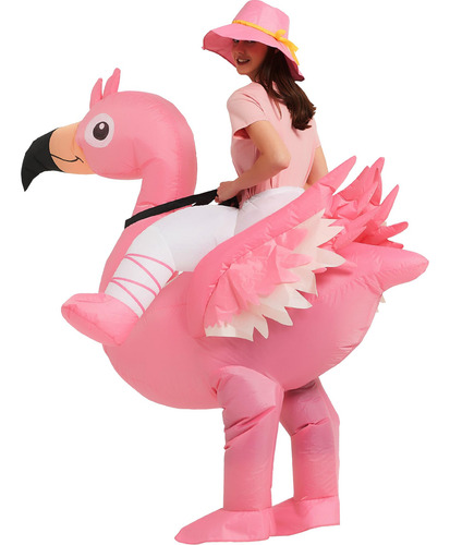 Inflatable Flamingo Costume Riding On Flamingo Air Blow Up