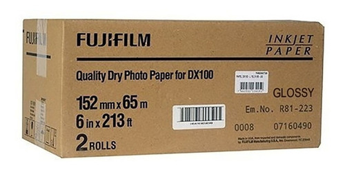 Papel Fuji 15,2x65m Brilho Dx100 E De100