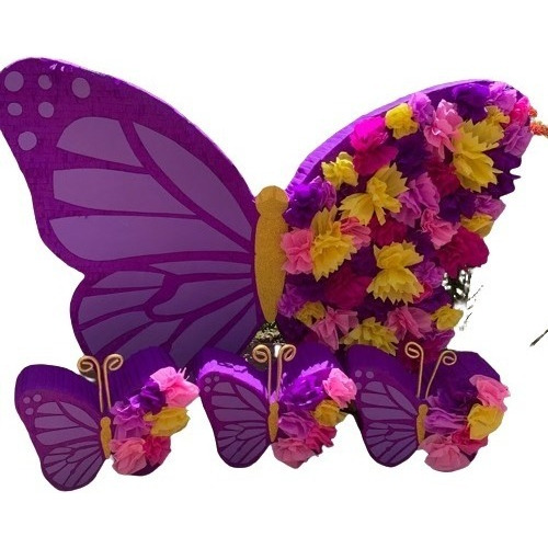 Piñata Personalizada Entamborada Mariposa Con Flores