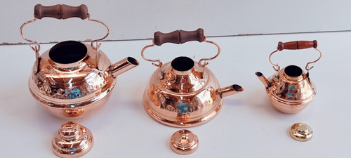 Imagen 2 de 6 de 3 Teteras Mini De Cobre Solo Decoración Artesanía Chilena
