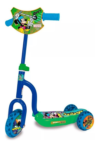 Monopatín de pie Unibike Scooter 3 ruedas Mickey  verde y azul para 5 años