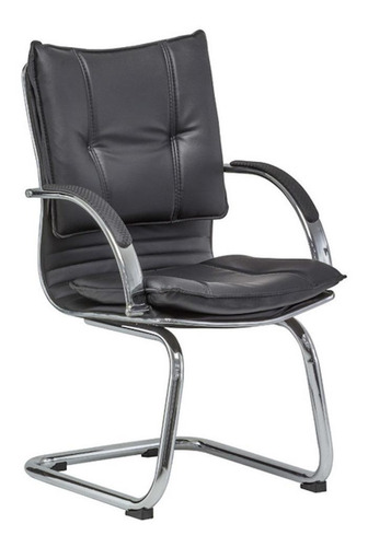Cadeira de escritório Show de Cadeiras Executiva desenho italiano fixa  preta com estofado de couro sintético