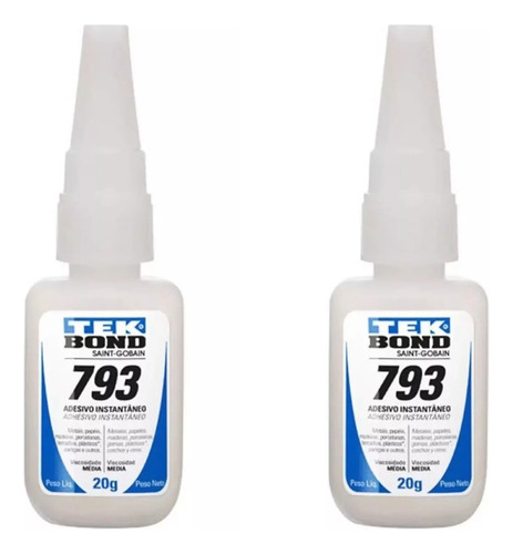 Kit 02 Cola Adesiva Instantânea Tekbond 793 - 20g