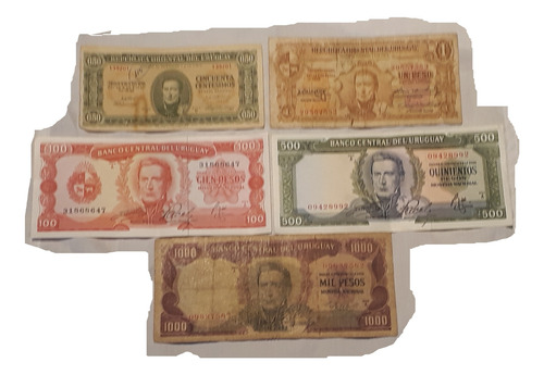 Billetes Antiguos Uruguay Pesos Moneda Nacional Son 5