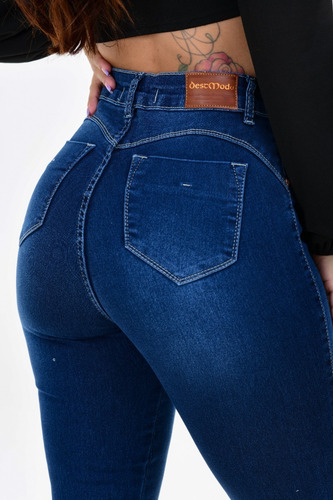 Imagem 2 de 8 de Calça Jeans Feminina Levanta Bumbum Premium Cintura Alta