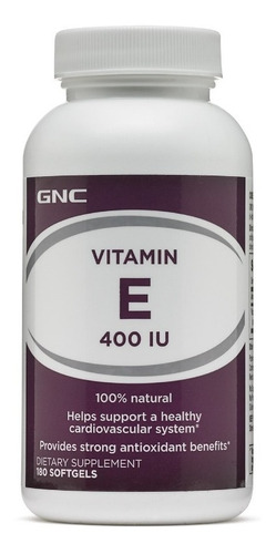 Gnc Vitamina E 400 Ui - 180 Cápsulas Blandas