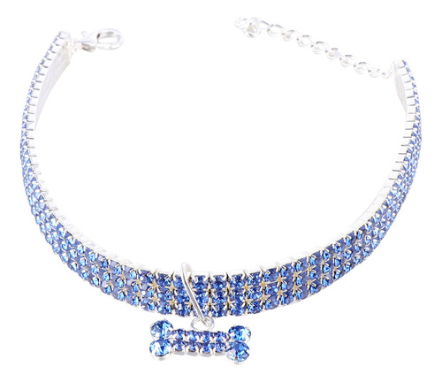 Collar De Lujo Para Mascotas Con Diamantes De Imitación Azul