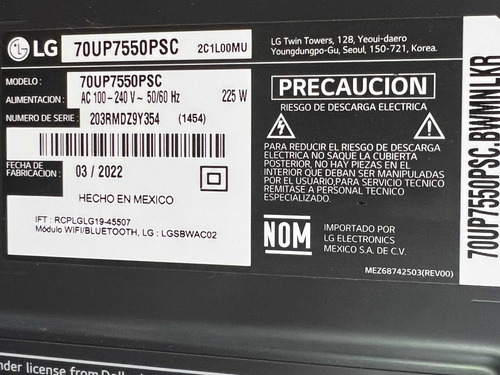 Tiras Leds Lg 70up7550psc Ssc_y19.5_trident_70um73_s Hosp P* (Usado)