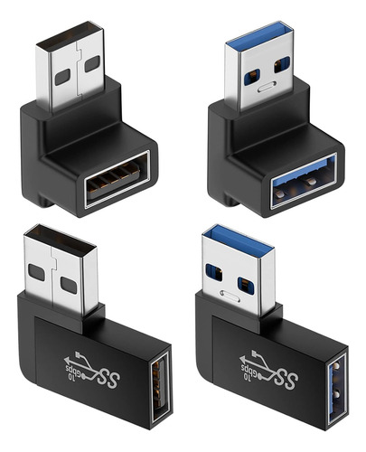 Paquete De 4 Adaptadores Usb 3.0 En Ángulo Vertical Y Descen