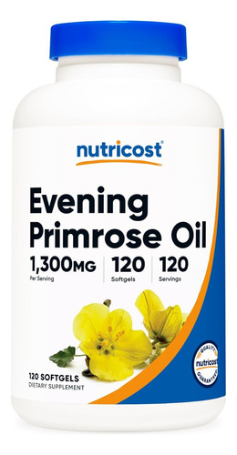 Evening Primrose Oil 1300mg Nutricost Aceite Onagra 120 Caps