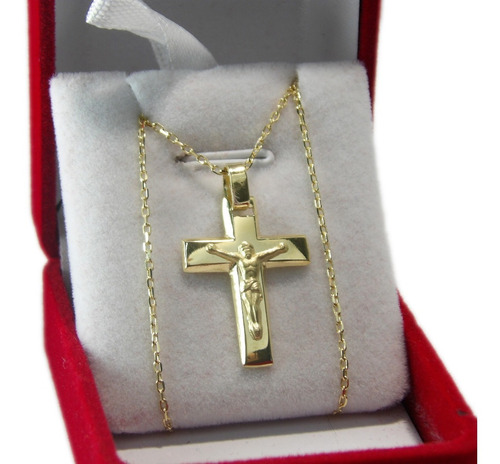 Conjunto Oro 18k Cadena Y Cristo Bombé 3,9 Gramos - Esponda