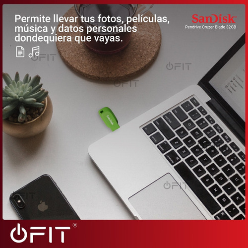 Imagen 6 de 10 de Pendrive Sandisk Cruzer Blade 32gb Usb 2.0 Verde