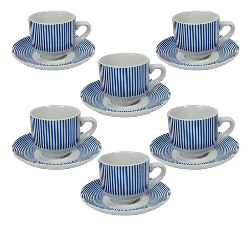 Jogo Xicaras Cafe Expresso De Porcelana 90 Ml Acqua Cor Azul