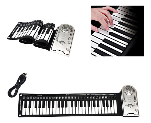 Piano Enrollable, Teclado De Piano Eléctrico De 49 Teclas, P
