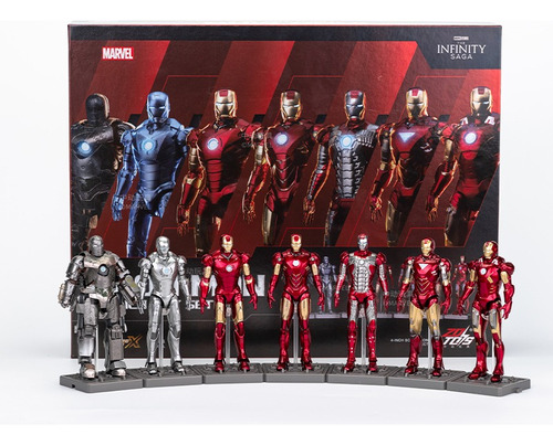 Iron-man Set Mark 1-7 Marvel Figura Coleccionable 10cm Alto