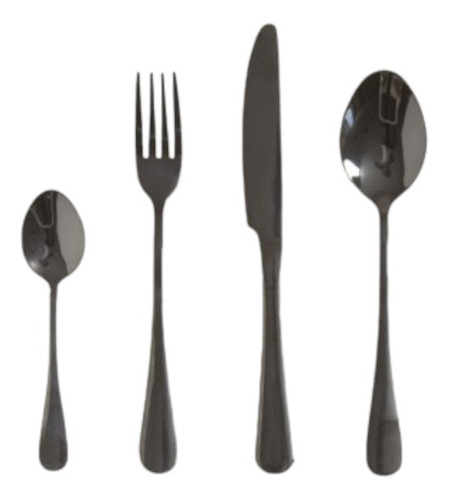Sets De Cubiertos Premium X 16 Unidades - Lisboa Brillante Color Negro