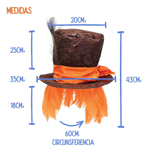 Gorro Sombrero Sombrerero Loco Disfraz Cotillon Fiesta Color Marrón