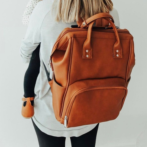 Bolso Mochila Maternal Eco Cuero Imperm C/ Cambiador Rufina