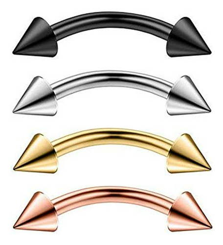 Aros - 4 Pcs 16g 316l Stainless Steel Curved Spiked Snake Bi