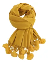 Comprar Bufanda Chalina Riley Amarillo: Con Borlas Y Pompones