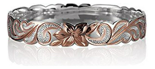 Brazalete - Plata De Ley Chapado En Oro Rosa 2 Tonos Hawaiia