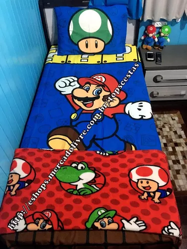 Jogo de Cama Solteiro Microfibra Mario Bros