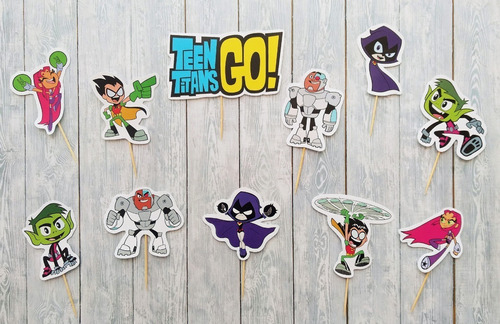 Toppers X 12 Teen Titans Infantil Cupcakes Jovenes Titanes