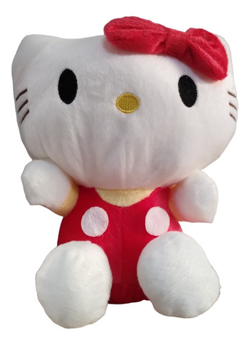 Peluche Hello Kitty 25cm De Altura Traje De Color Rojo.