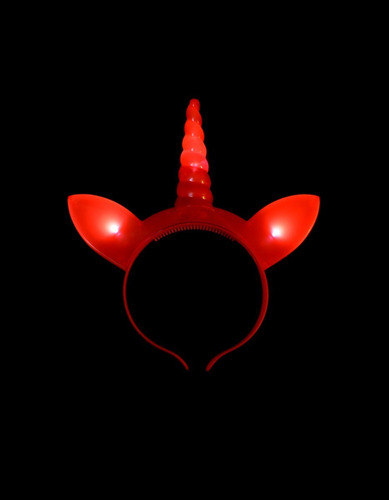 Imagen 5 de 5 de Vincha Unicornio Orejitas Led Cotillon Luminoso Colores X 5