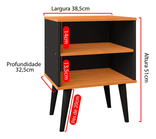Mesinha Pequena Quarto Casal Solteiro Apartamento Mesa Retrô Acabamento Fosco Cor Preto/cinamomo
