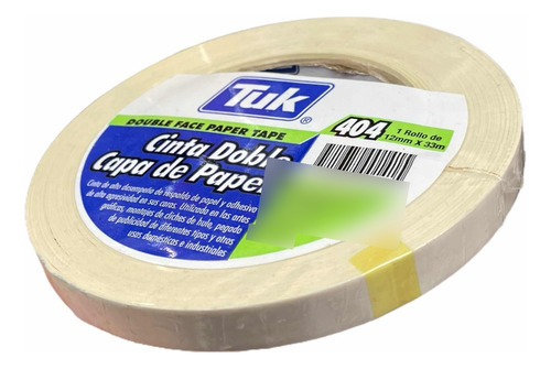 Cinta Doble Capa De Papel Tuk 404 Artes Gráficas 12mm X 33m